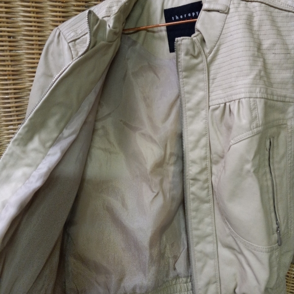 THERAPY Lane Crawford Jacket Beige Polyester Bomber Boho Biker Style 917782 L/36 - Picture 5 of 11